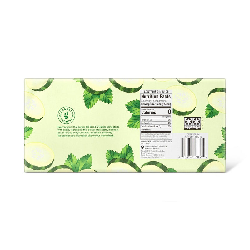 Cucumber Mint Sparkling Water - 8pk/12 fl oz Cans - Good & Gather™