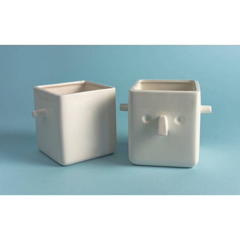 6" Wide Square Plant Holder White