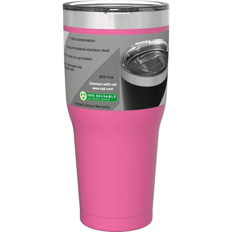 Zak! Designs 30oz Double Wall Stainless Steel Cascadia Tumbler - Rose Pink