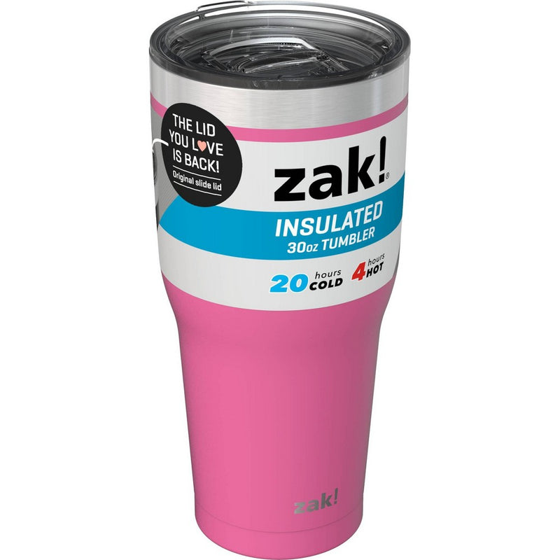 Zak! Designs 30oz Double Wall Stainless Steel Cascadia Tumbler - Rose Pink