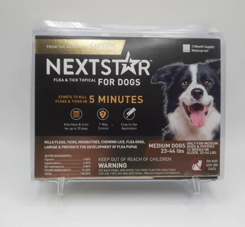 NextStar Flea & Tick Topical Treatment for Medium Dogs - 23 to 44lbs - 3ct