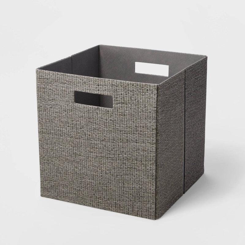 13" x 13" Fabric Bin Woven Texture Gray - Brightroom™