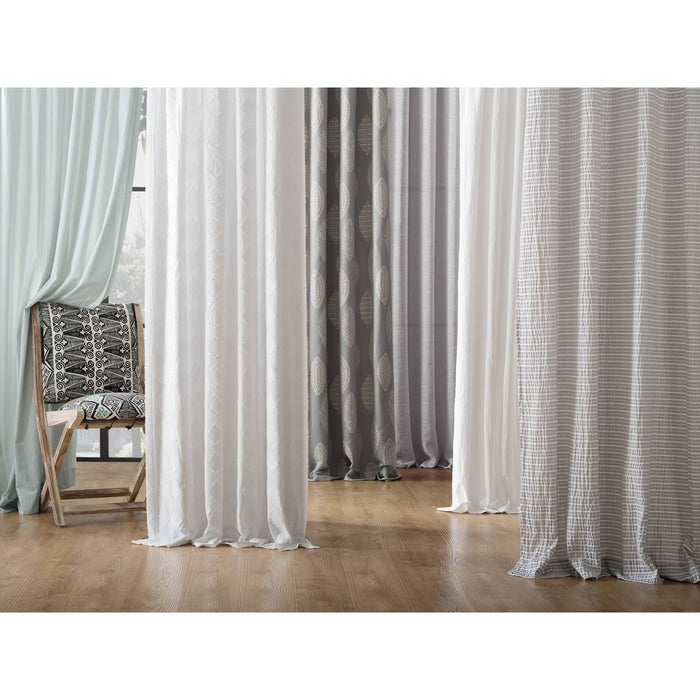 63"x52" Washed Cotton Twist Tab Light Filtering Curtain Panel White - Archaeo