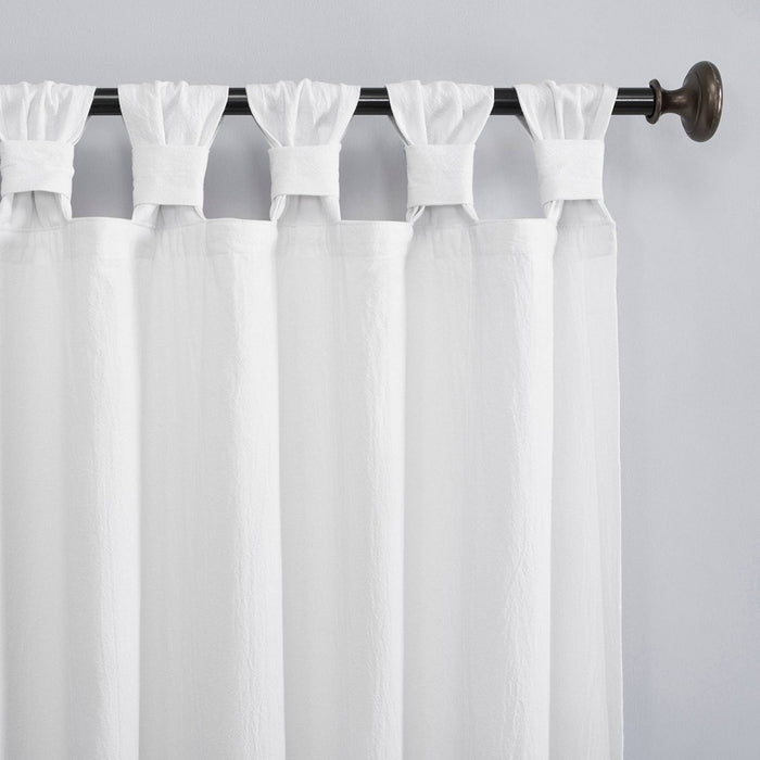 63"x52" Washed Cotton Twist Tab Light Filtering Curtain Panel White - Archaeo