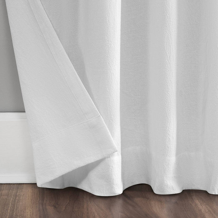 63"x52" Washed Cotton Twist Tab Light Filtering Curtain Panel White - Archaeo