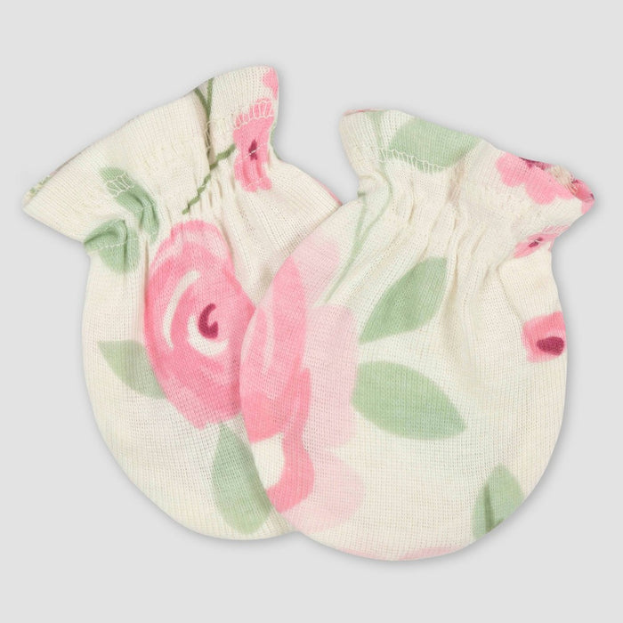 Gerber Baby Girls' 3pk Floral Mittens - White/Gray/Light Pink