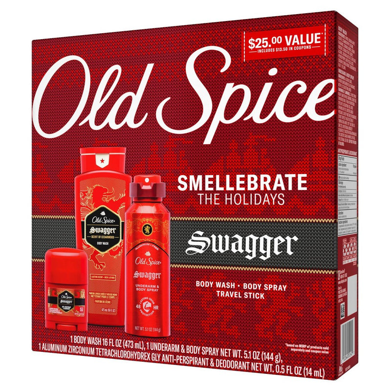 Old Spice Swagger Holiday Gift Set - Body Wash + Body Spray + Travel Deodorant - 3pk65