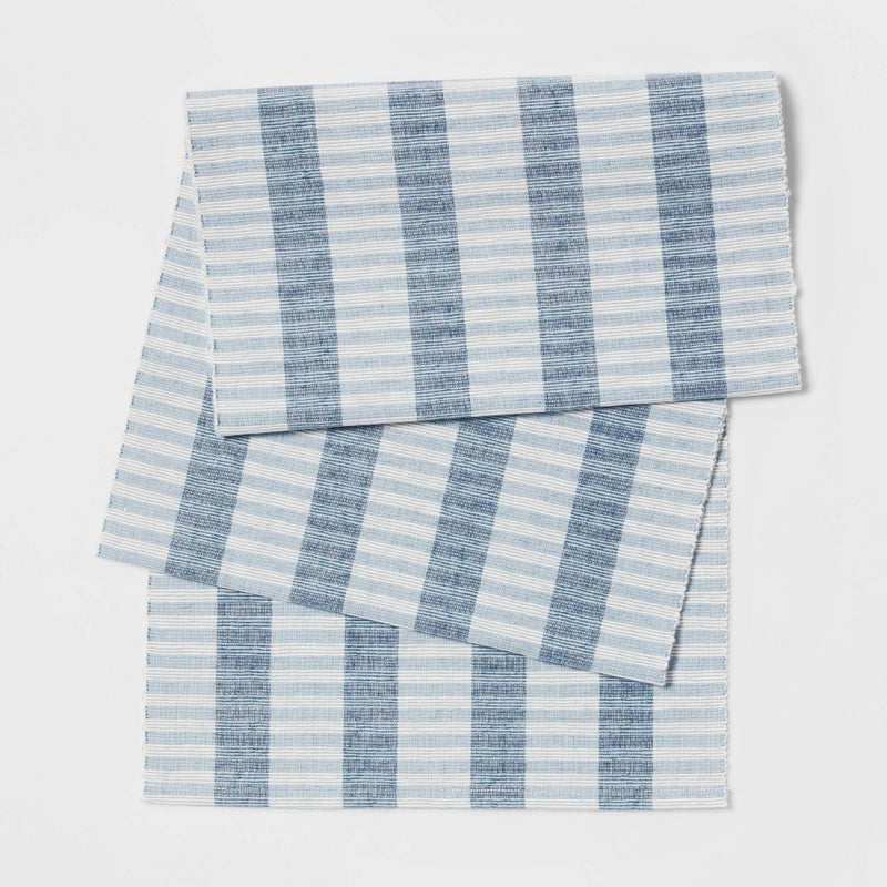 72" x 14" Striped Table Runner Blue - Threshold™
