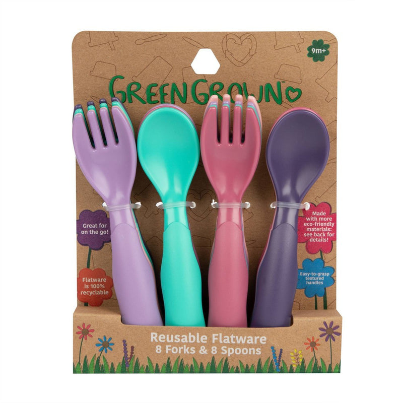The First Years GreenGrown Reusable Flatware - Toddler Forks & Spoons - Pink - 16pk