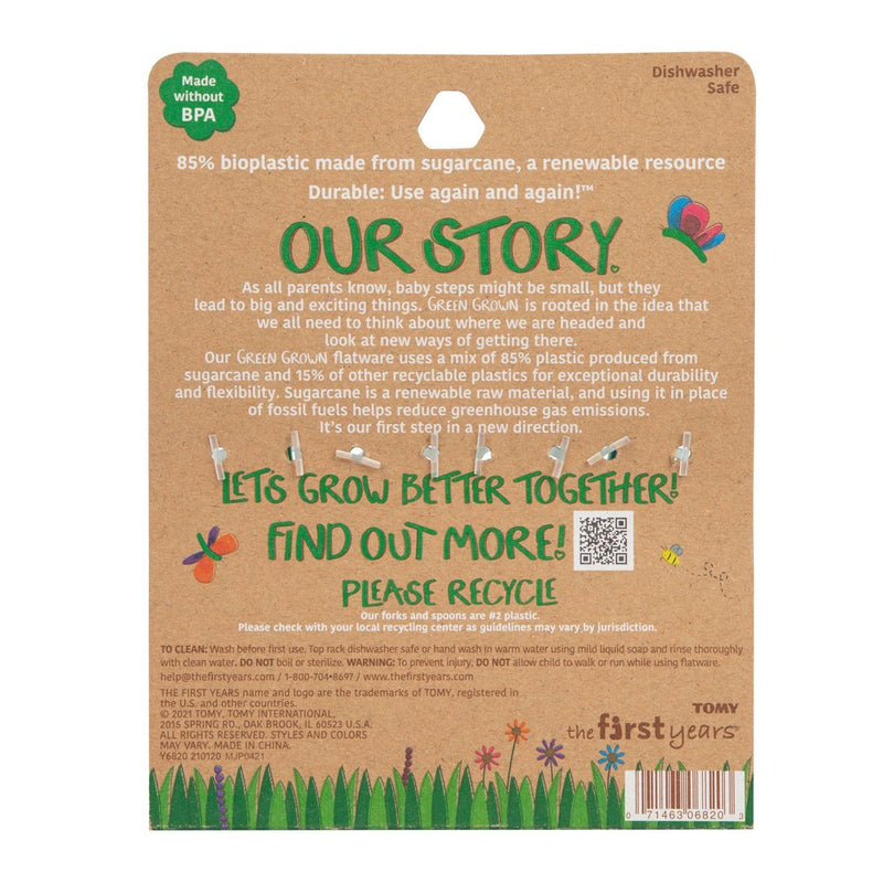 The First Years GreenGrown Reusable Flatware - Toddler Forks & Spoons - Blue/Aqua/Yellow/Green - 16pk