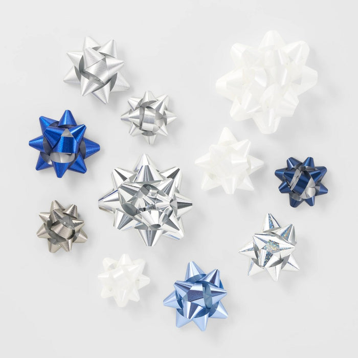 40ct Christmas Bow Bag Blue/White/Silver - Wondershop™
