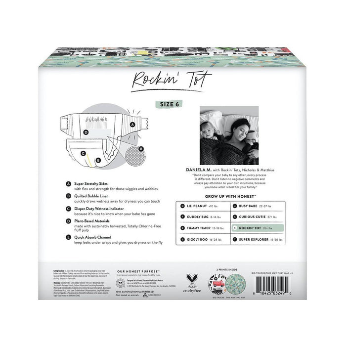 The Honest Company Clean Conscious Disposable Diapers Big Trucks & Beary Cool - Size 6 - 44ct