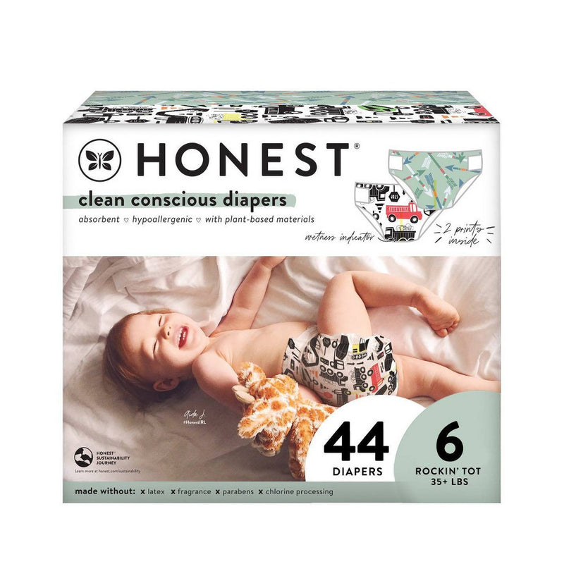 The Honest Company Clean Conscious Disposable Diapers Big Trucks & Beary Cool - Size 6 - 44ct