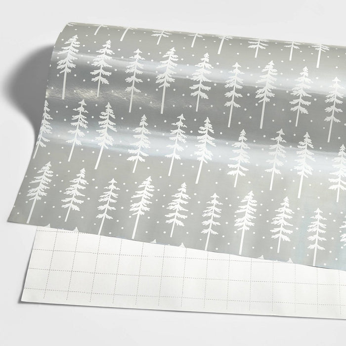 25 sq ft Trees Gift Wrap White/Silver - Wondershop™