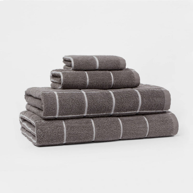 Everyday Grid Hand Towel Dark Gray - Room Essentials™