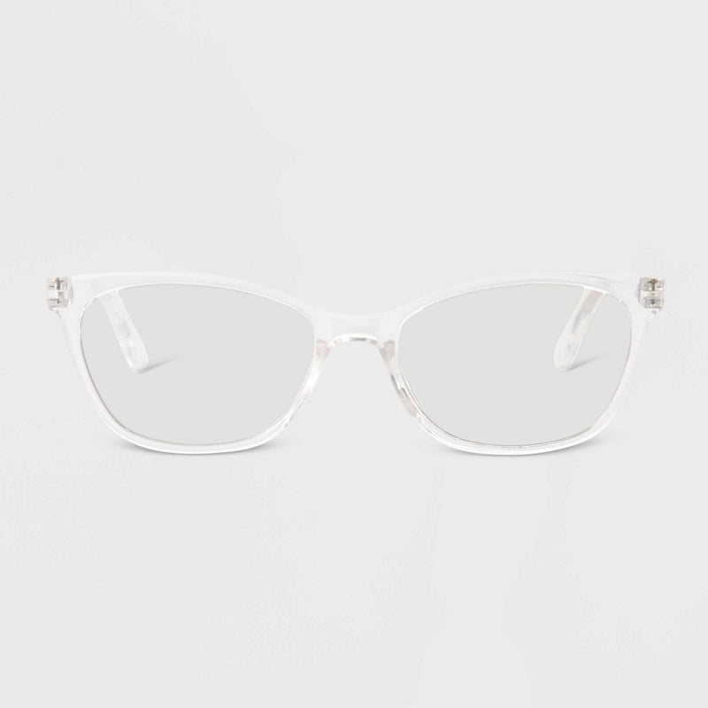 Women's Crystal Plastic Cateye Blue Light Filtering Glasses - Universal Thread™ Clear