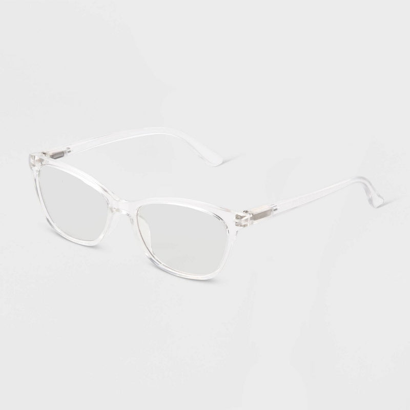 Women's Crystal Plastic Cateye Blue Light Filtering Glasses - Universal Thread™ Clear