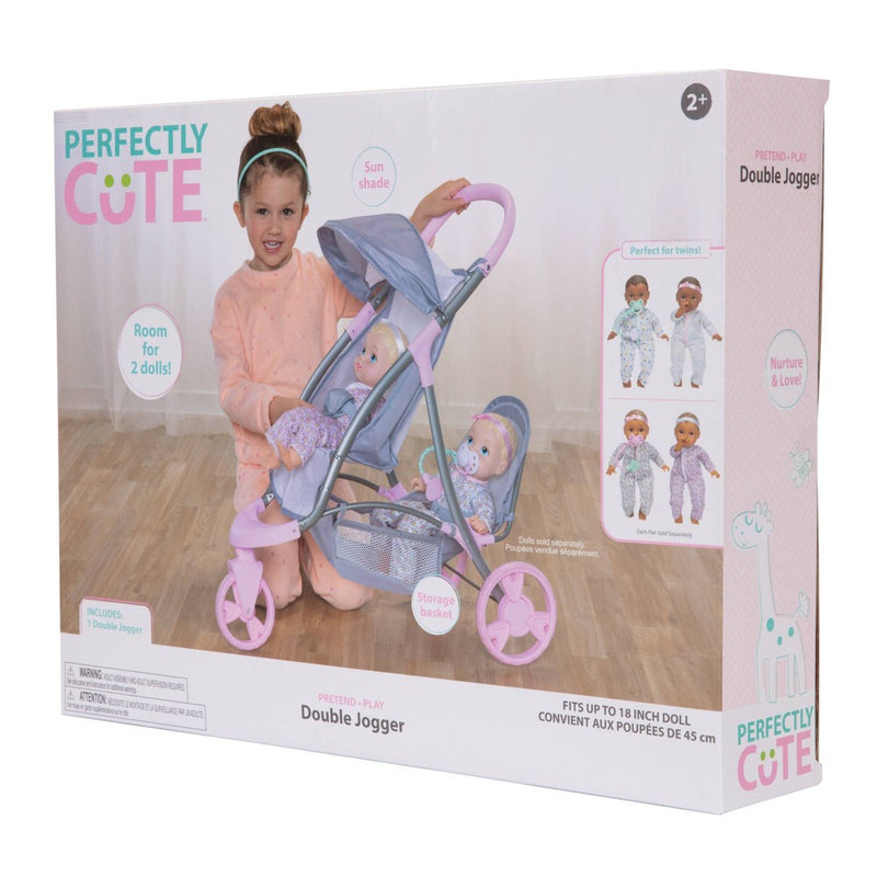 Perfectly Cute Double Stroller for Baby Dolls