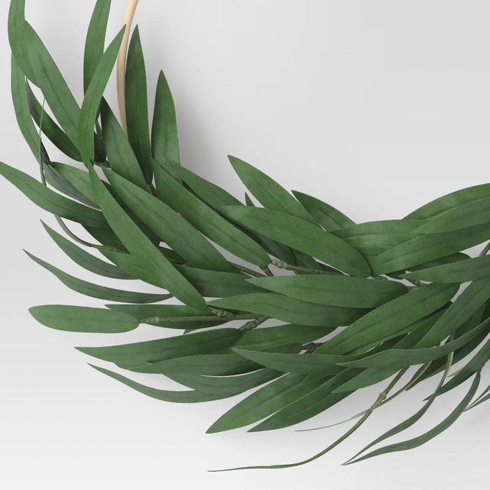 Faux Greenery Bamboo Wreath Ring Wall Sculpture Green - Threshold™