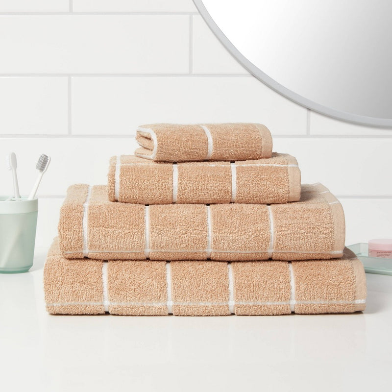 Everyday Grid Bath Towel Tan - Room Essentials™