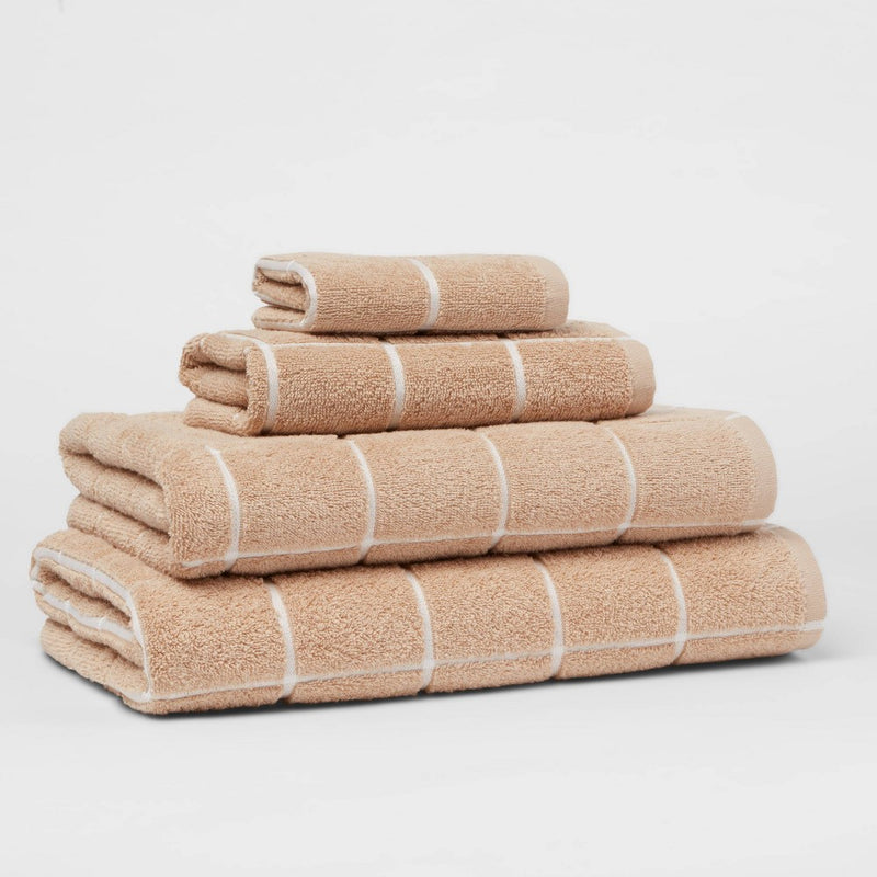 Everyday Grid Bath Towel Tan - Room Essentials™