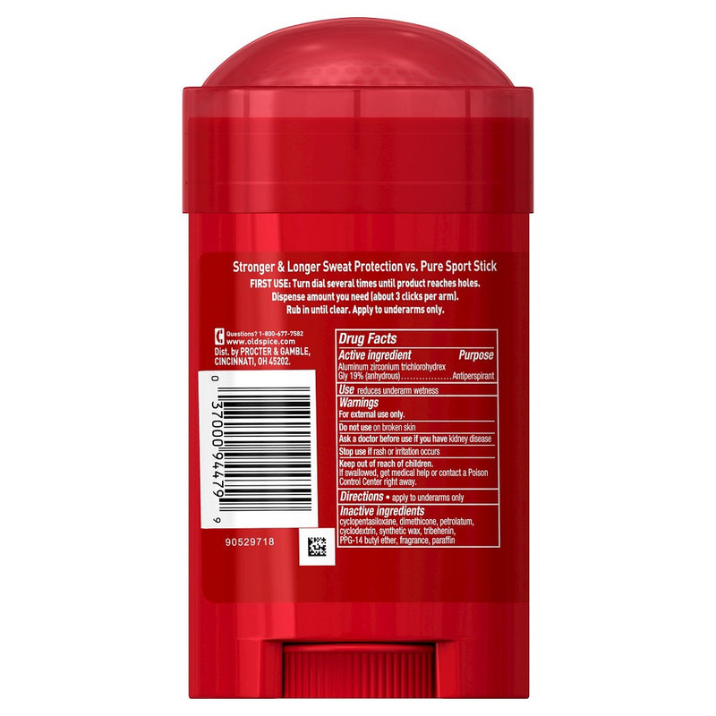 Old Spice Hardest Working Collection Antiperspirant & Deodorant for Men Pure Sport Plus - 2.6oz