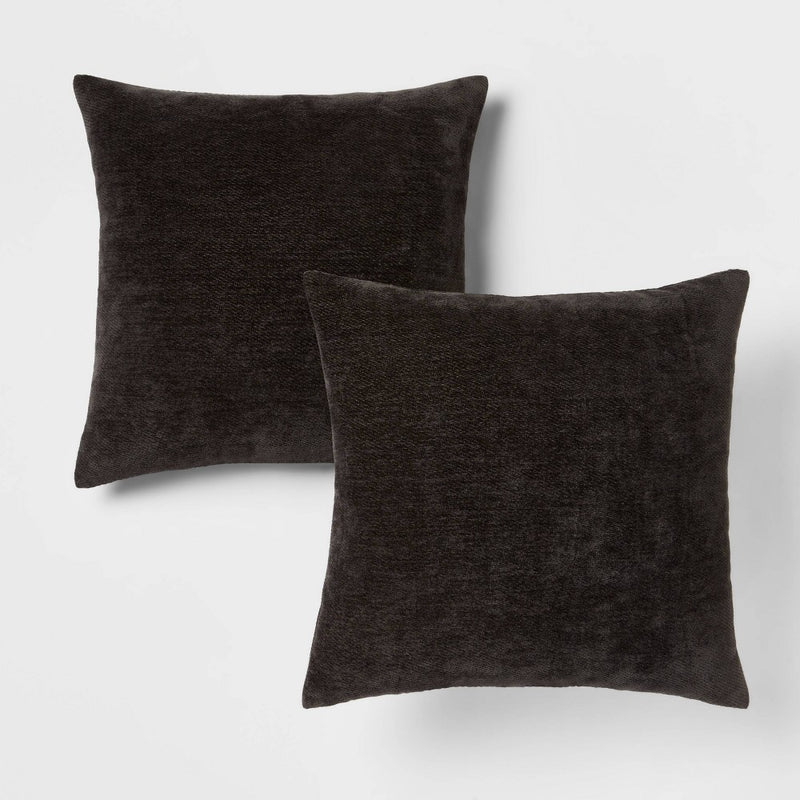 Chenille Square Throw Pillows Black - Threshold™