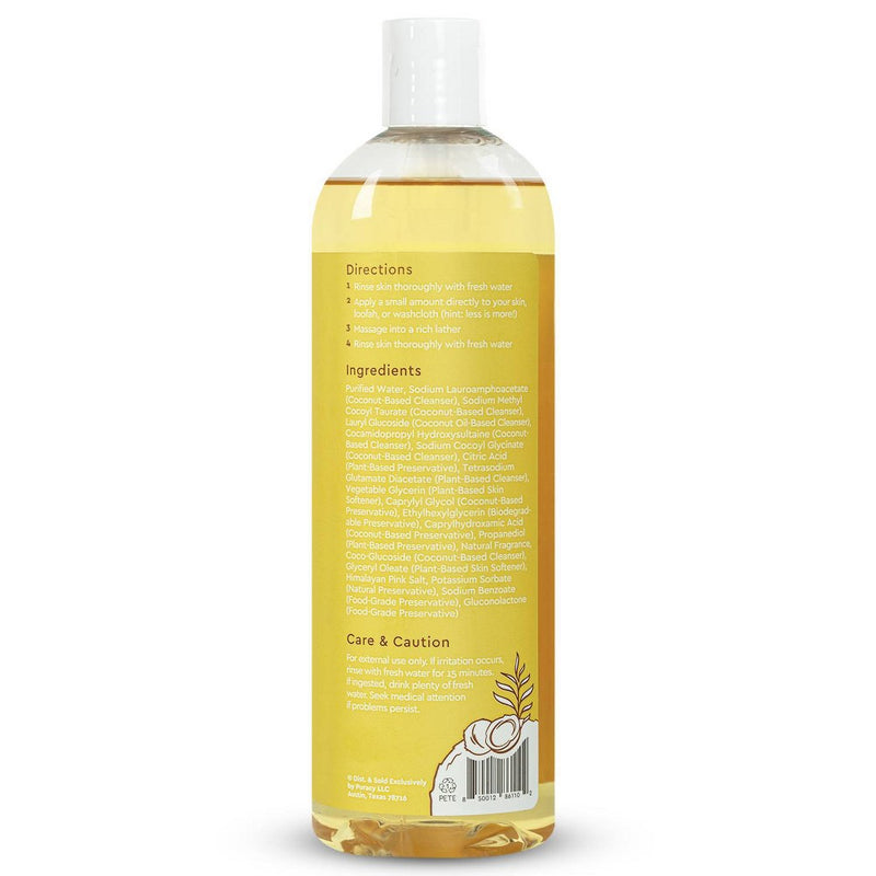Puracy Natural Body Wash Shower Gel - Coconut & Vanilla - 12 fl oz