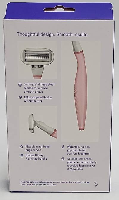 Flamingo 5-Blade Women's Razor - 1 Razor Handle + 2 Razor Blade Refills - Rose