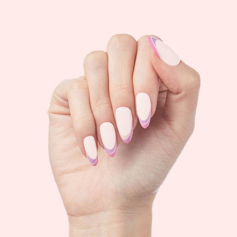 Olive & June Press-On Fake Nails - Almond Long Twisted French - 42ct