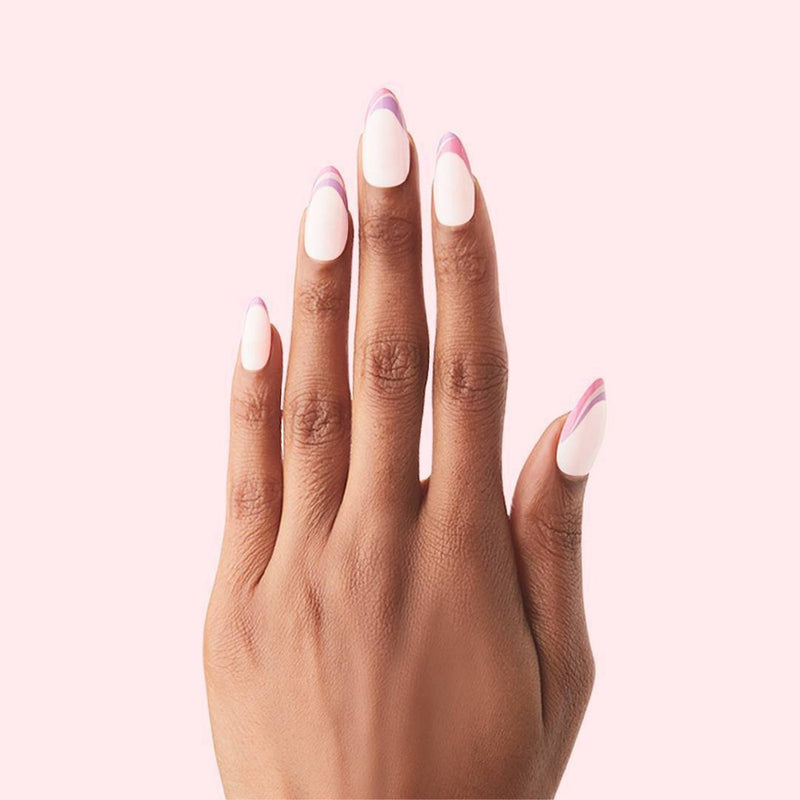 Olive & June Press-On Fake Nails - Almond Long Twisted French - 42ct