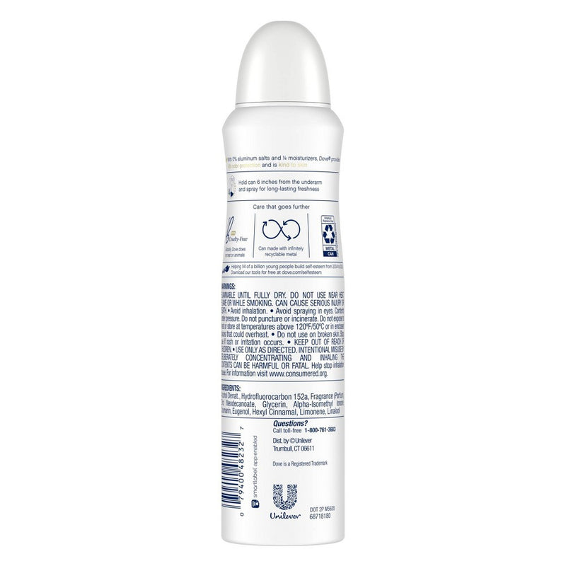 Dove Beauty 0% Aluminum Coconut & Pink Jasmine 48 Hour Deodorant Spray - 4oz