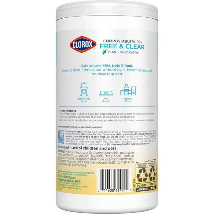 Clorox Free & Clear Wipes - Lemon - 75ct