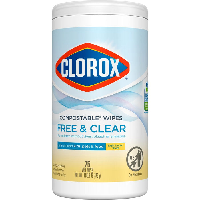 Clorox Free & Clear Wipes - Lemon - 75ct