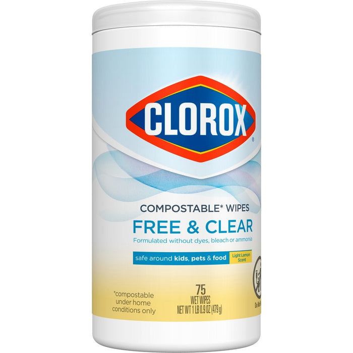 Clorox Free & Clear Wipes - Lemon - 75ct