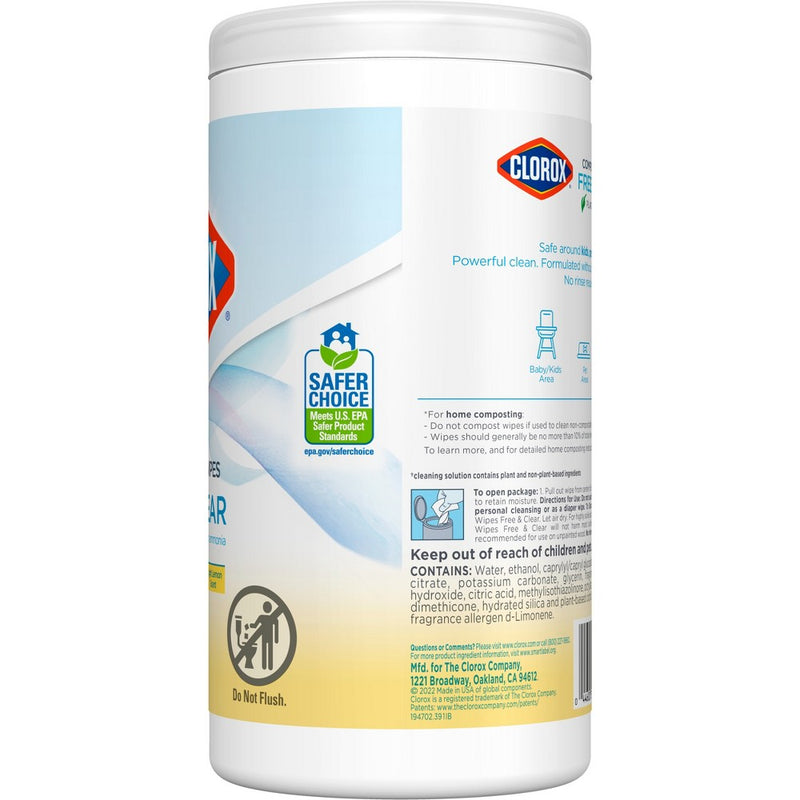 Clorox Free & Clear Wipes - Lemon - 75ct