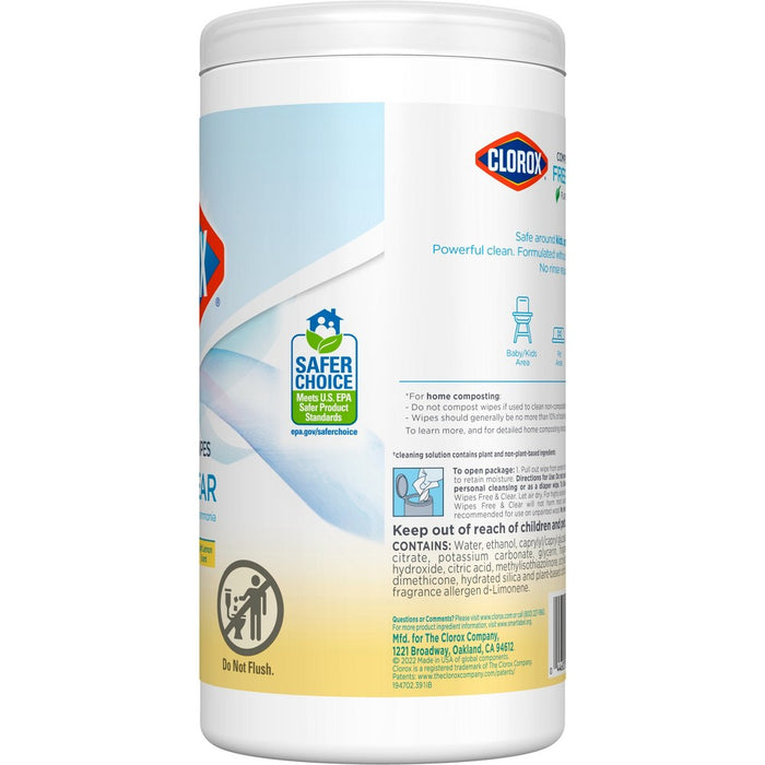 Clorox Free & Clear Wipes - Lemon - 75ct