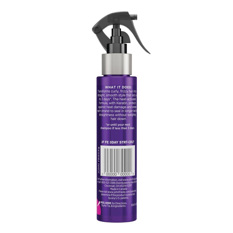 John Frieda Frizz Ease 3 Day Straight Flat Iron Styling Spray, Keratin Infused Straightening Spray - 3.5oz