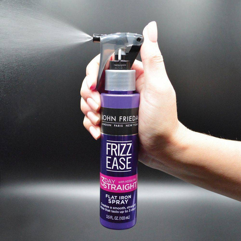 John Frieda Frizz Ease 3 Day Straight Flat Iron Styling Spray, Keratin Infused Straightening Spray - 3.5oz