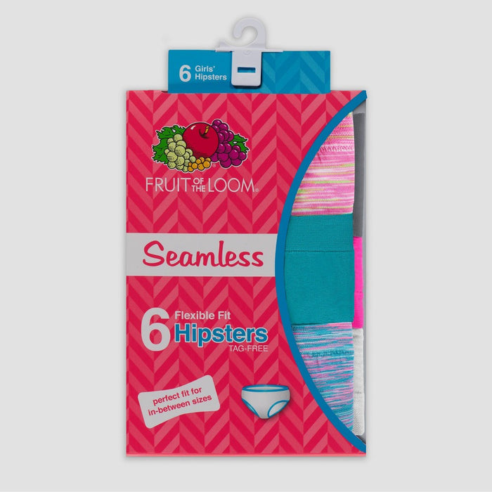 Fruit of the Loom Girls' Bonus Pack 6 Seamless Hipster - Colors Vary 10-12
