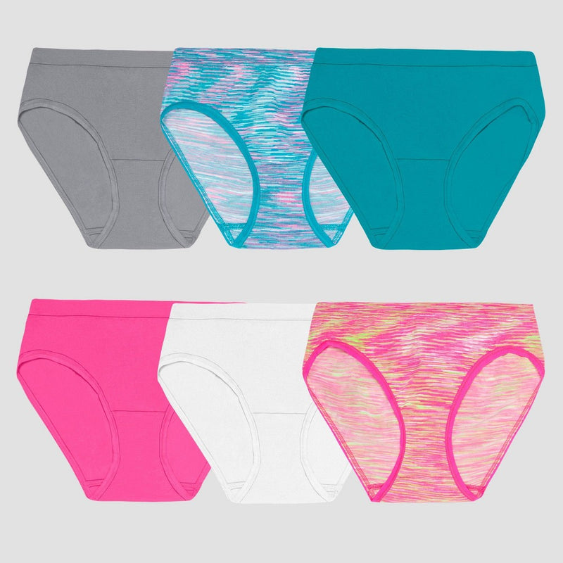 Fruit of the Loom Girls' Bonus Pack 6 Seamless Hipster - Colors Vary 10-12