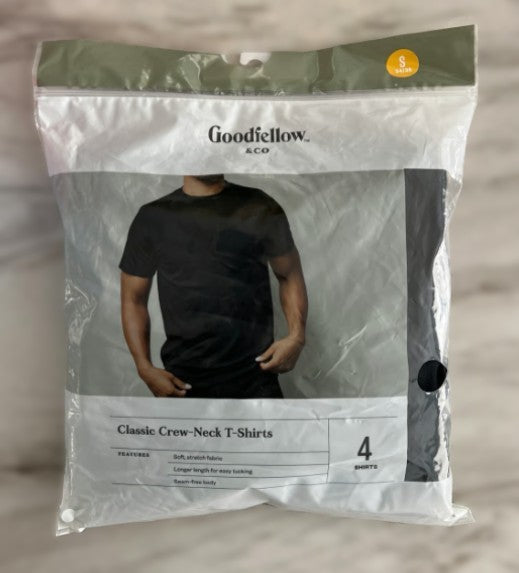 Men's Short Sleeve 4pk Crew-Neck T-Shirt - Goodfellow & Co Black SMALL