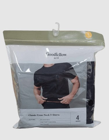 Men's Short Sleeve 4pk Crew-Neck T-Shirt - Goodfellow & Co Black SMALL