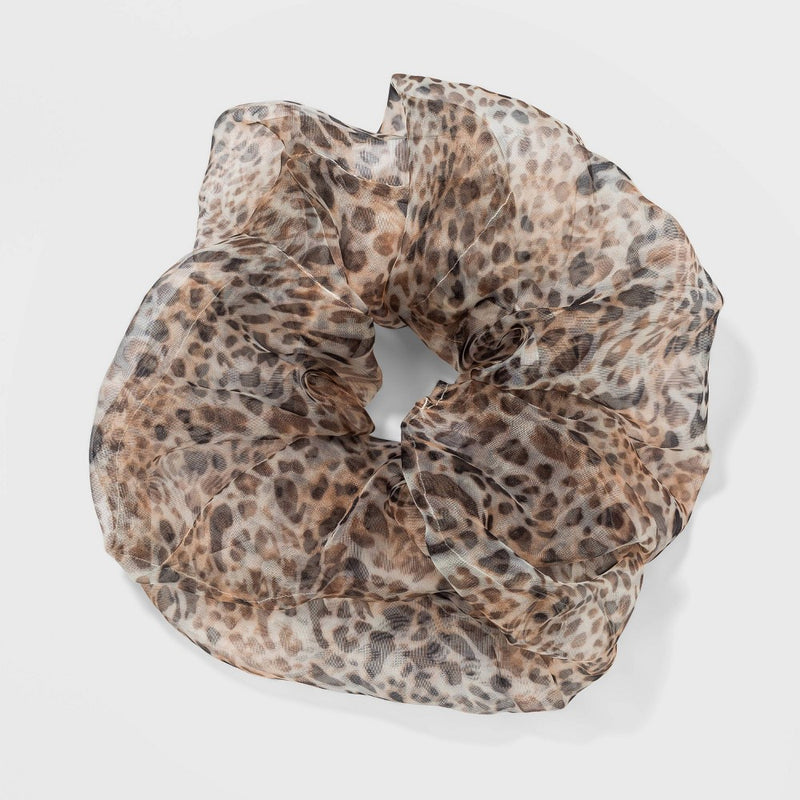 Leopard Print Organza Jumbo Twister Hair Elastics - Wild Fable™ Brown--------