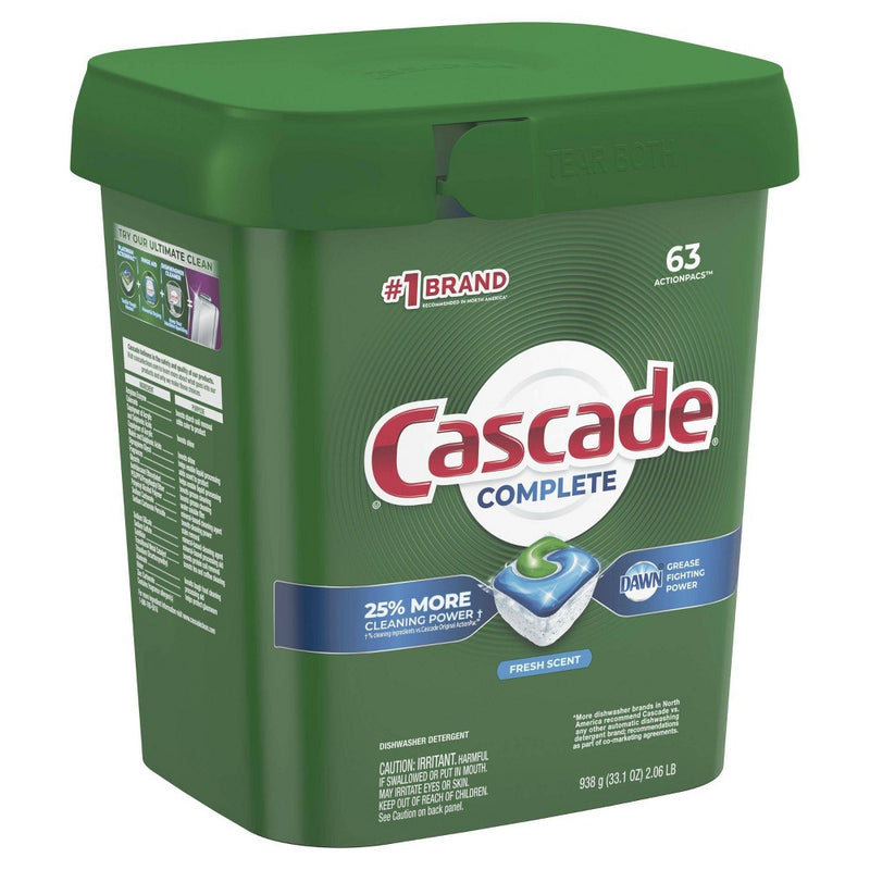 Cascade Complete ActionPacs Dishwasher Detergent - Fresh Scent - 63ct
