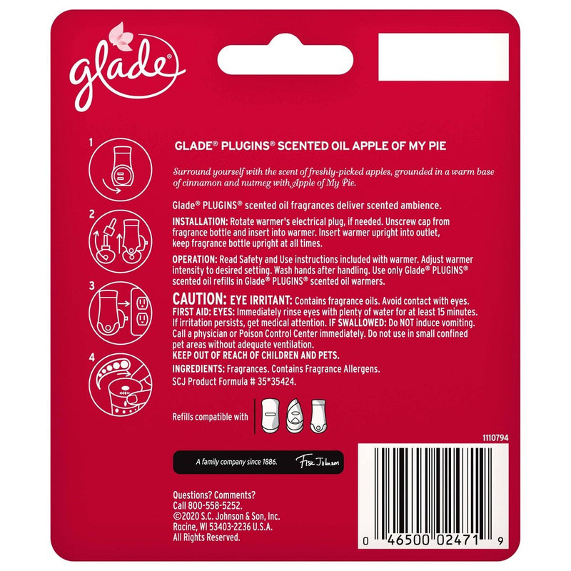Glade PlugIns Scented Oil Air Freshener Refills - Apple of My Pie - 1.34oz/2ct