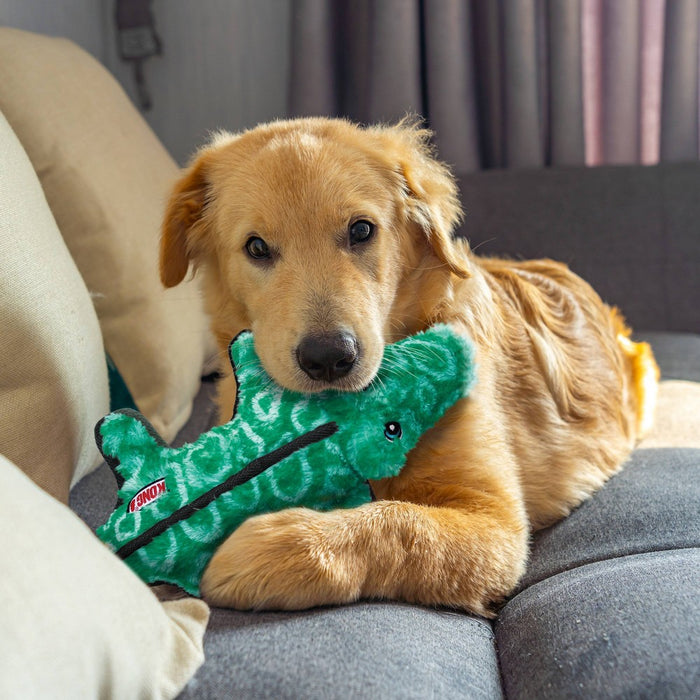 KONG Tough Plush Gator Dog Toy - Green
