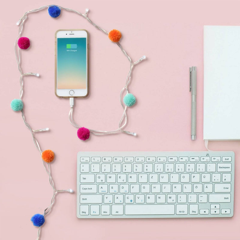 46" LED Pom Pom Phone Charger USB Cable