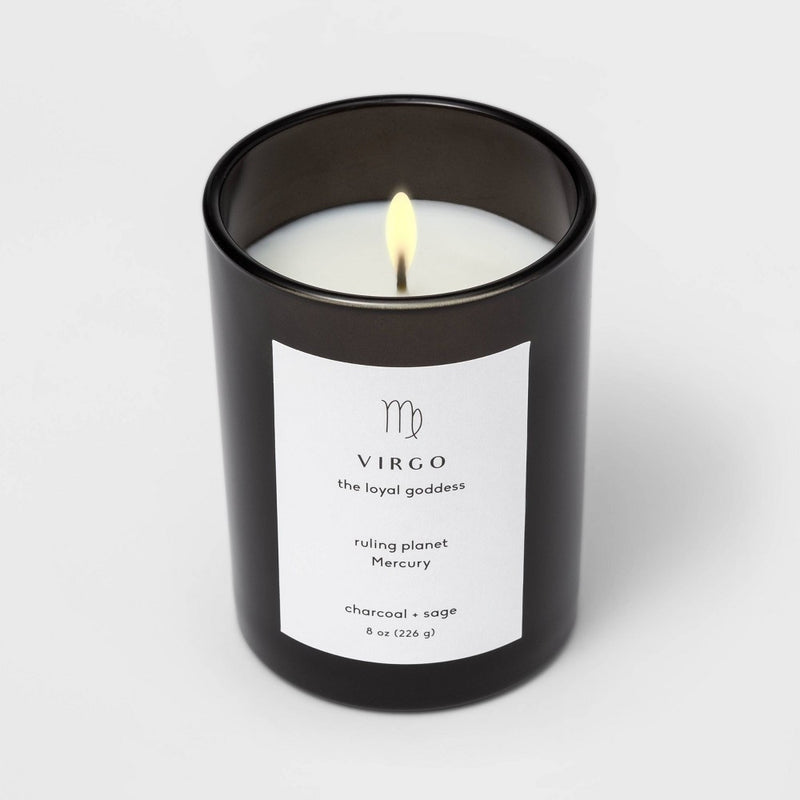 8oz Glass Jar Zodiac Virgo Candle Black - Project 62™
