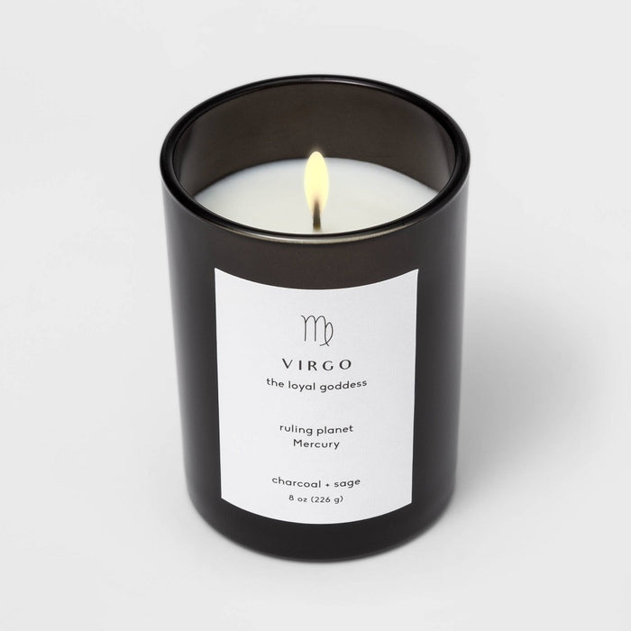 8oz Glass Jar Zodiac Virgo Candle Black - Project 62™